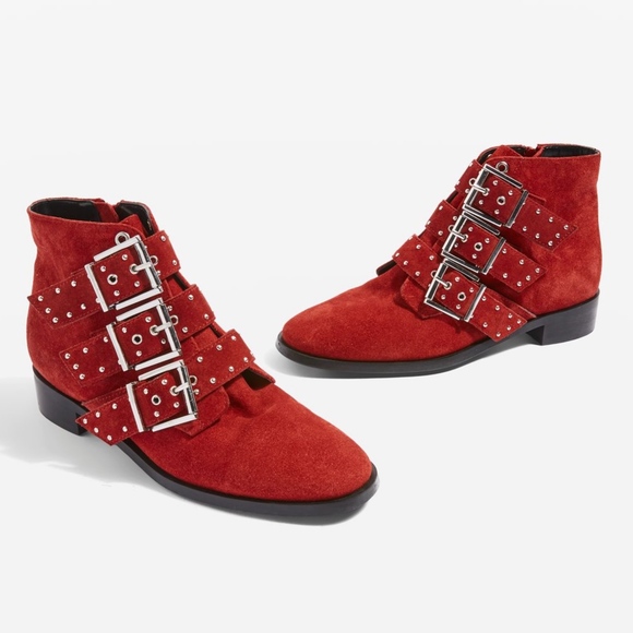 Topshop Shoes - NEW Topshop red leather ankle booties - size 7